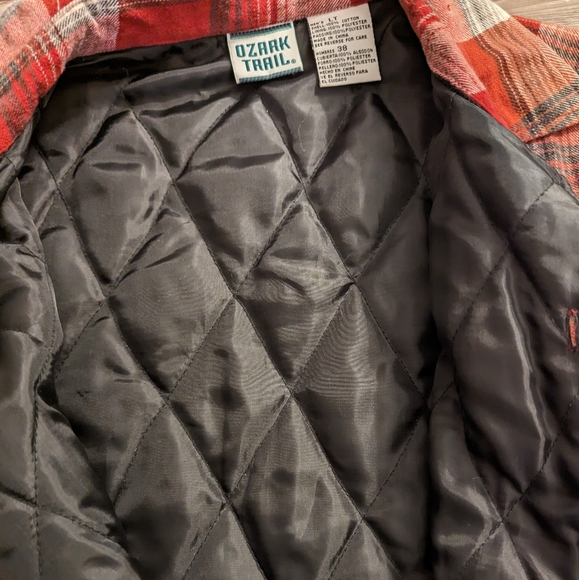 Vintage Ozark Trail flannel quilted lined plaid shirt jacket L - Picture 2 of 4